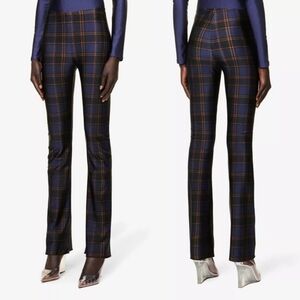 Good American Disco Tartan Plaid Leggings Flare Leg Size 1 Small Blue Black